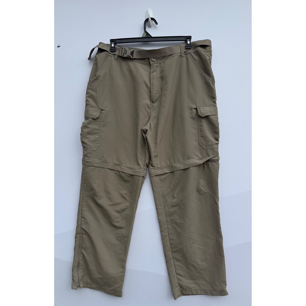 Red Head Convertible Cargo Pants Mens 42x32 Tan Excellent Zip Off Hiking Belted